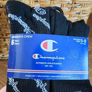 Champion Women's Crew Socks - Black Shoe Size 5-9